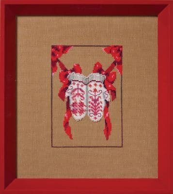 Nora Corbett Red Mittens Christmas Fair Isle Red printed cross stitch chart