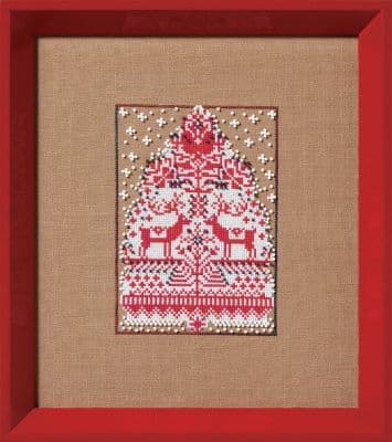 Nora Corbett Red Tree Christmas Fair Isle Red printed cross stitch chart
