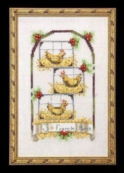 Nora Corbett Three French Hens printed cross stitch chart
