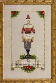 Nora Corbett Twelve Drummers Drumming printed cross stitch chart