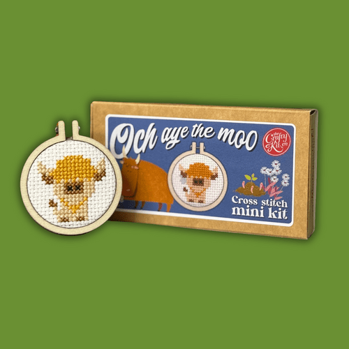 Och Aye The Moo Matchbox Mini Cross Stitch Kit