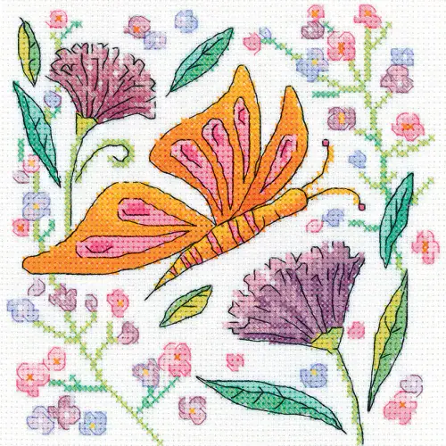 Orange Butterfly cross stitch chart - Karen Carter Collection