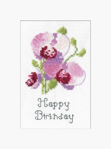 Orchid cross stitch card kit  - John Clayton Greetings cards
