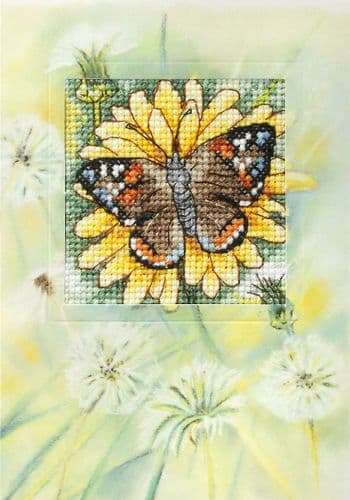 Orchidea Counted Cross Stitch Kit: Greetings Card: Butterfly and Sunflower