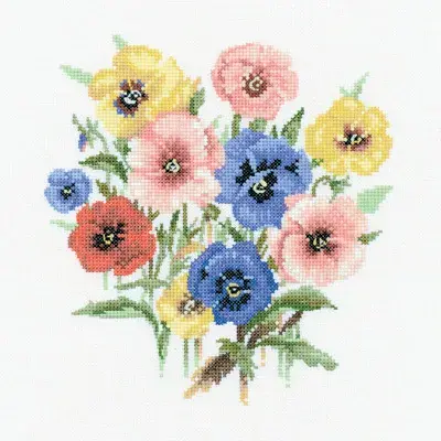 Pansy Posy cross stitch chart - Valerie Pfeiffer