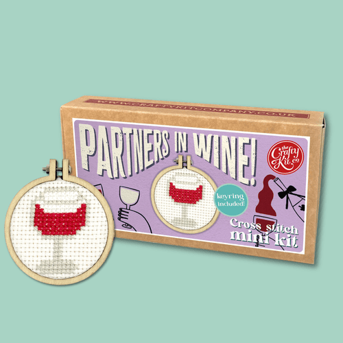 Partners in Wine! Matchbox Mini Cross Stitch Kit