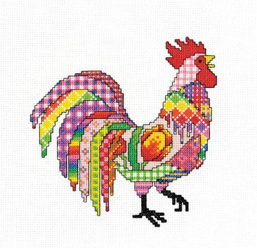 Patchwork Cockerel cross stitch kit - Patchwork by Michaela Learner