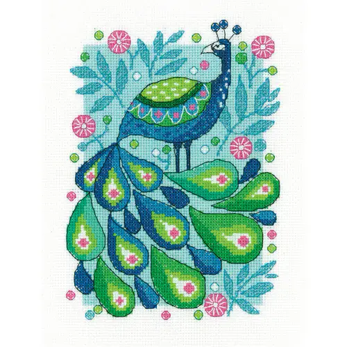 Peacock cross stitch chart - Karen Carter Collection