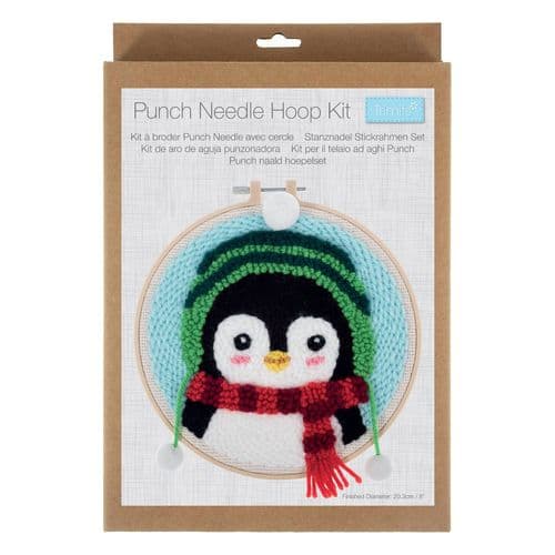 Penguin Punch Needle Kit - Yarn and Hoop
