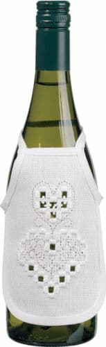 Permin 22 count Hardanger White Wine Bottle Apron