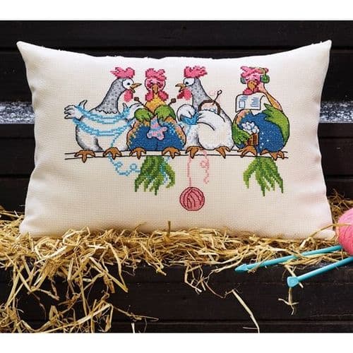 Permin Chick Knit Cushion Counted Cross Stitch Kit