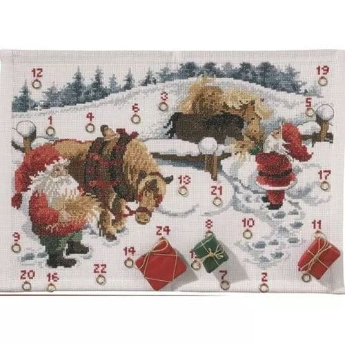Permin Christmas Feeding the Horses Advent Counted Cross Stitch Kit