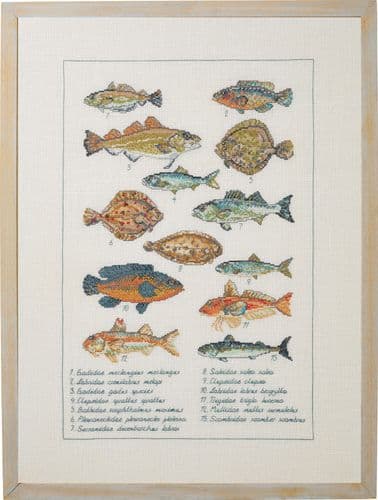Permin Fish Sampler Counted Cross Stitch Kit