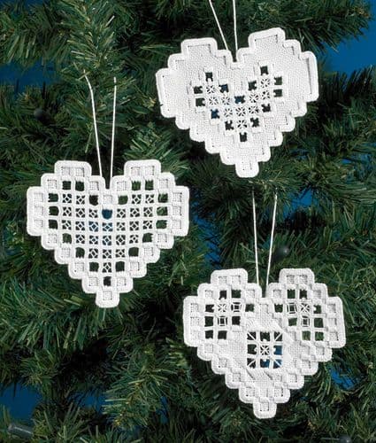 Permin Hearts Christmas Hardanger Kit