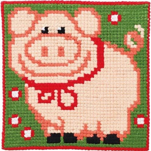Permin Jolly Pig Stamped Cross Stitch Kit