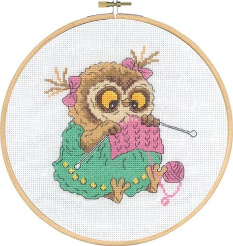 Permin Owl that Knits Counted Cross Stitch Kit