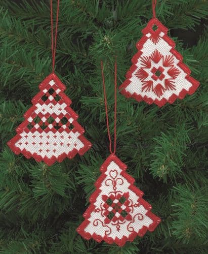 Permin Red Tree Christmas Hardanger Kit