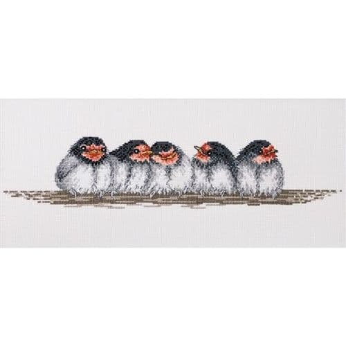 Permin Row of Swallow Chicks Counted Cross Stitch Kit
