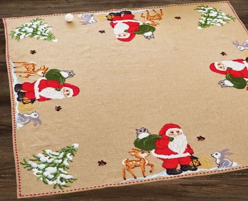 Permin Santa and Owl Tree Skirt/Mat Christmas Tree Skirt Kit