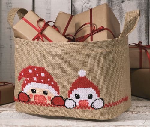 Permin Santa and Snowman Bag Christmas Cross Stitch Kit