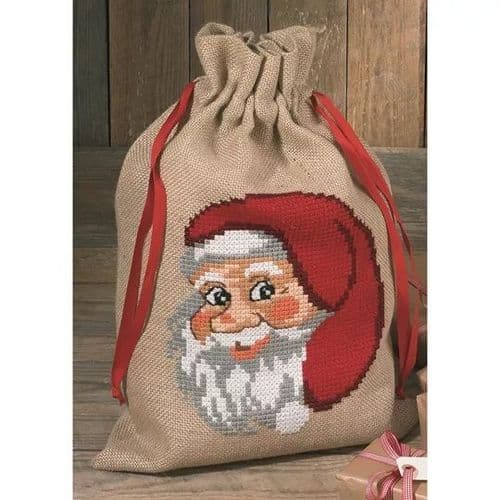 Permin Santa Claus Gift Bag Christmas Cross Stitch Kit