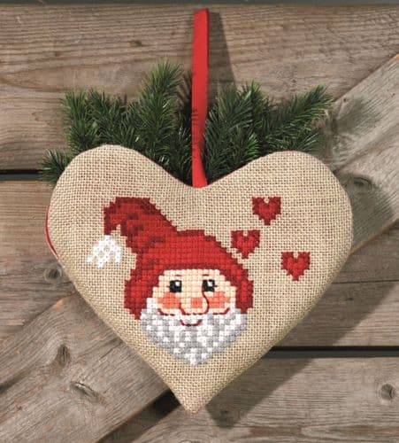 Permin Santa Claus Heart Bag Christmas Cross Stitch Kit