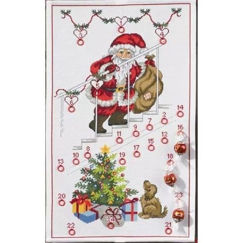 Permin Santa Staircase Advent Christmas Counted Cross Stitch Kit