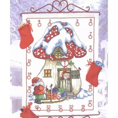 Permin Santa Toadstool Calendar Advent Christmas Counted Cross Stitch Kit