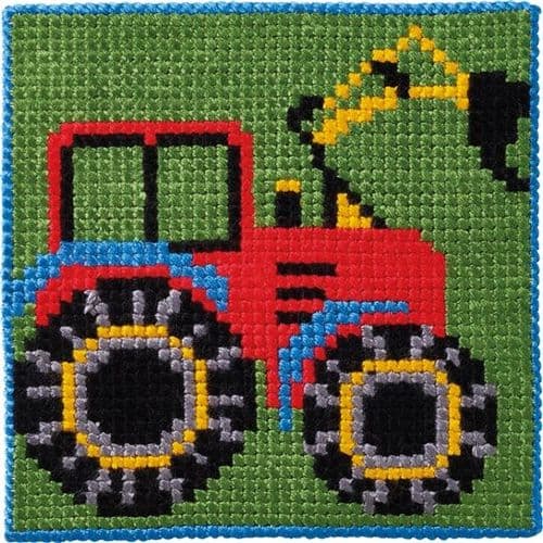Permin Tractor Stamped Cross Stitch Kit