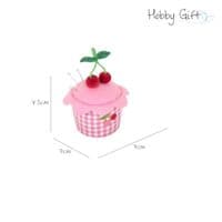 Pin Cushion: Cupcake: Embroidered Cherries