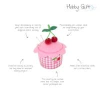 Pin Cushion: Cupcake: Embroidered Cherries