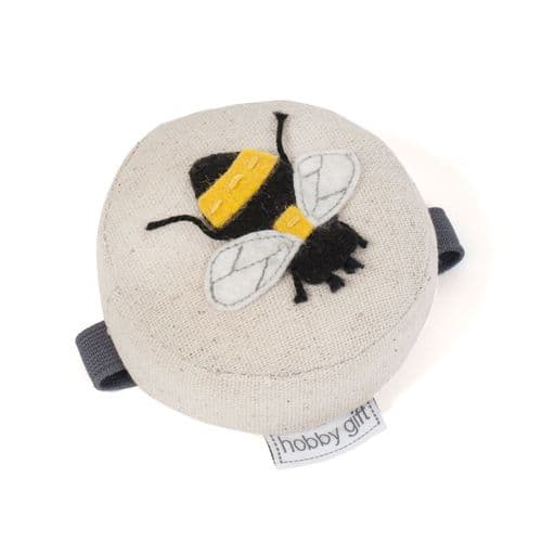 Pin Cushion: Wrist Strap: Appliqué: Bee