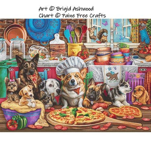 Pizza Pups by Paine Free Crafts printed cross stitch chart