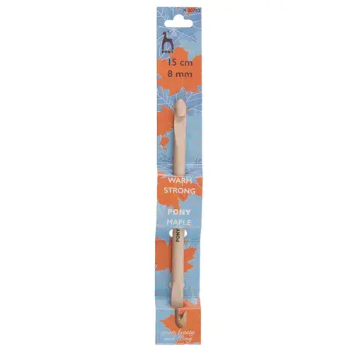 Pony Crochet Hook: Double-Ended: Maple: 15cm x 8.00mm