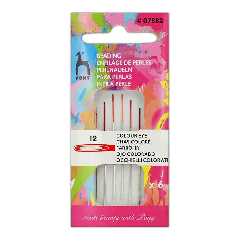 Pony Hand Sewing Needles Beading ColourCoded Eye Size 12