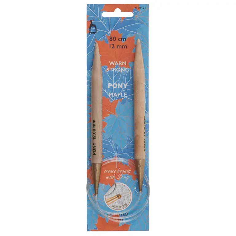 Pony Knitting Needles Circular Fixed Maple 80cm x 12 00mm
