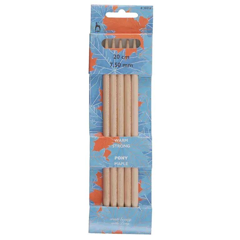 Pony Knitting Needles DoubleEnded Set of Five Maple 20cm x 7 50mm