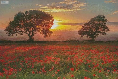 Poppies Sunset by Artecy printed cross stitch chart