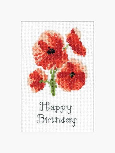 Poppy cross stitch card kit  - John Clayton Greetings cards