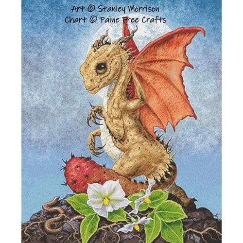Potato Dragon by Paine Free Crafts printed cross stitch chart