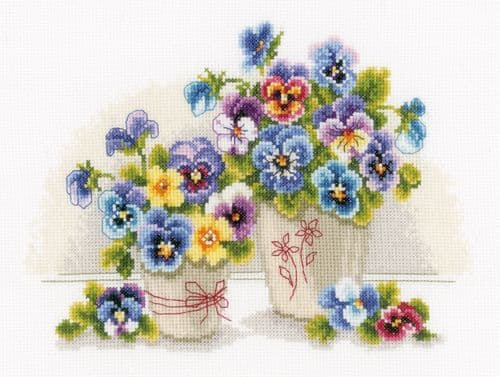 Pretty Pansies Counted Cross Stitch Kit by Vervaco