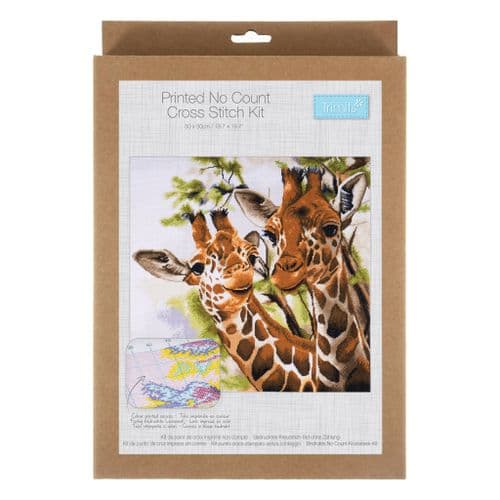Printed Cross Stitch Kit:  Extra Large: Giraffes