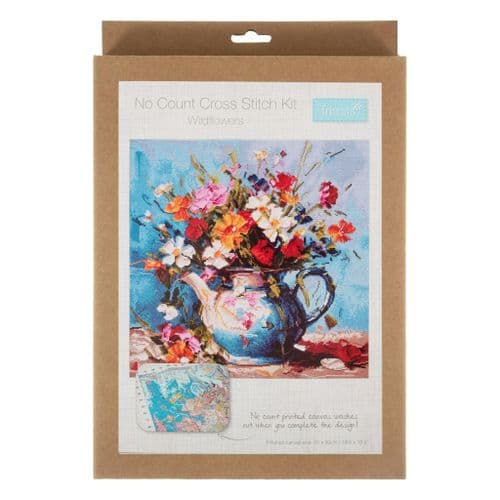 Printed Cross Stitch Kit:  Extra Large: Wildflowers