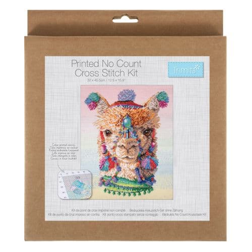 Printed Cross Stitch Kit: Large: Alpaca