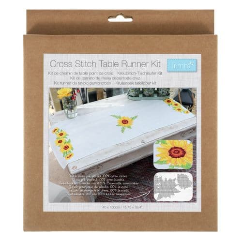 Printed Cross Stitch Kit: Table Runner: Sunflowers