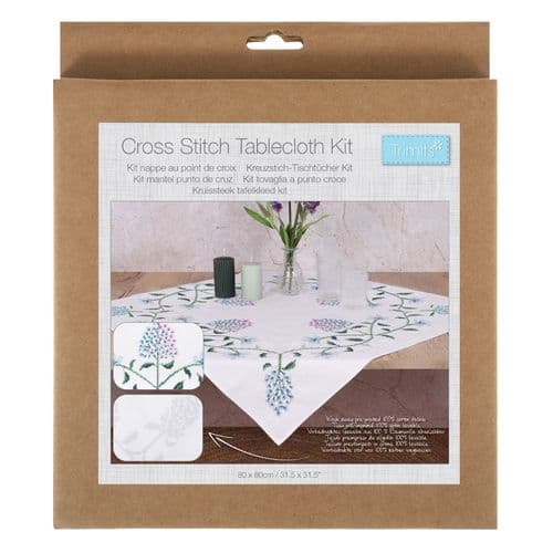 Printed Cross Stitch Kit: Tablecloth: Hydrangea