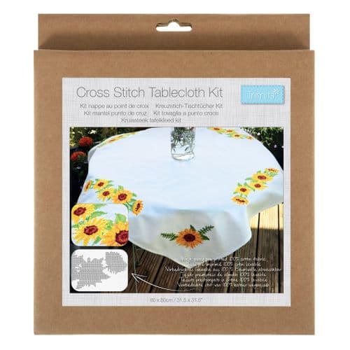 Printed Cross Stitch Kit: Tablecloth: Sunflowers