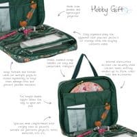 Project/Craft Bag with Embroidery Hoop Storage: Soft: Morris Green