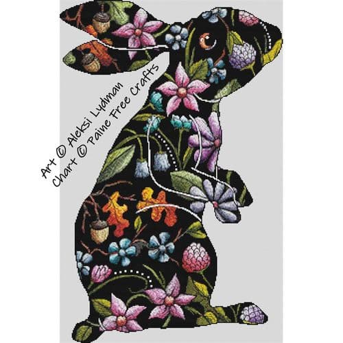 Pupinkello (Flower Rabbit) by Paine Free Crafts printed cross stitch chart