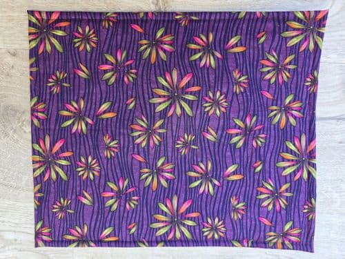 Purple Flowers - Handmade Project Bag with see through panel and zip